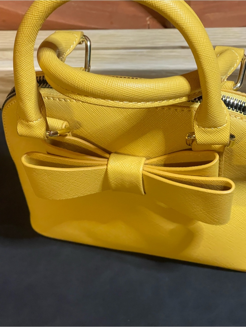 NWOT Vibrant Mustard Yellow Mini Dome Satchel By Betsy Johnson / Vegan Leather